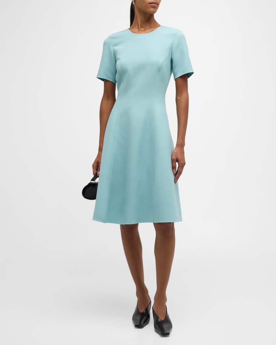 Short-Sleeve Fit-&-Flare Midi Dress