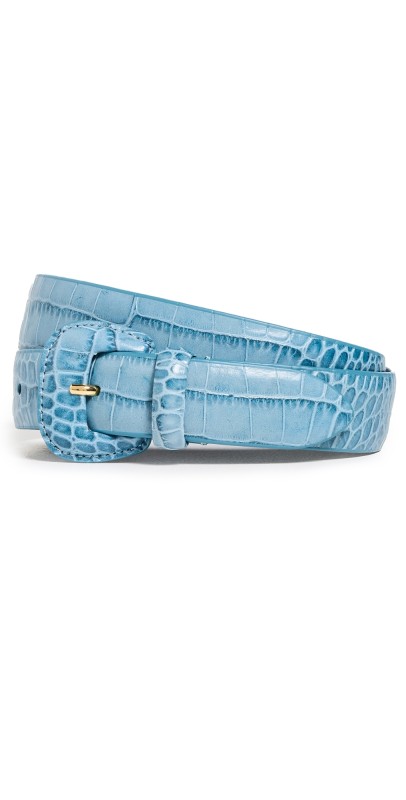 Anderson's Narrow Semi Formal Mock Croc Print Belt Light Blue