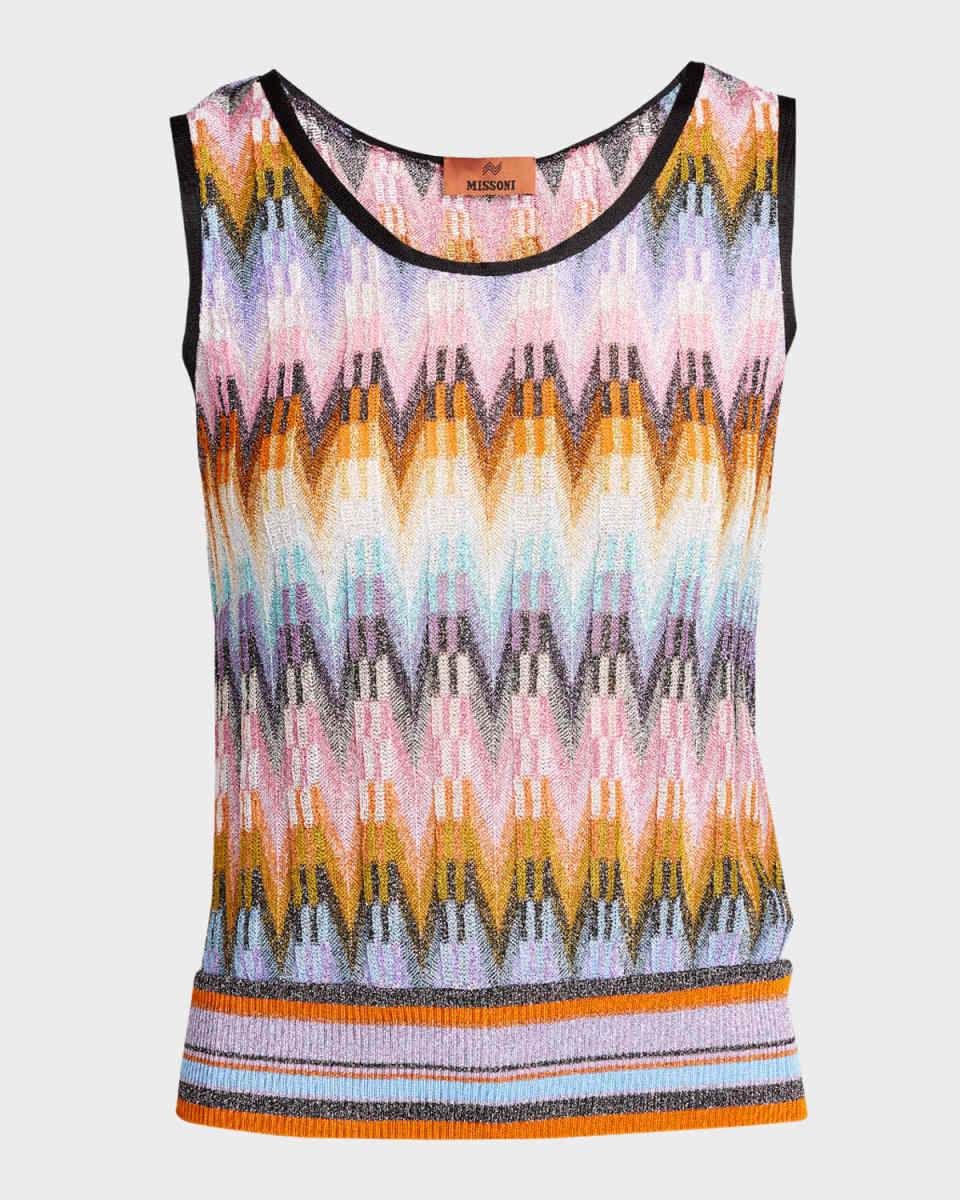 Metallic Chevron Sleeveless Top