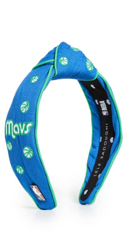 Lele Sadoughi Lele x Dallas Mavericks Embroidered Headband Navy 400