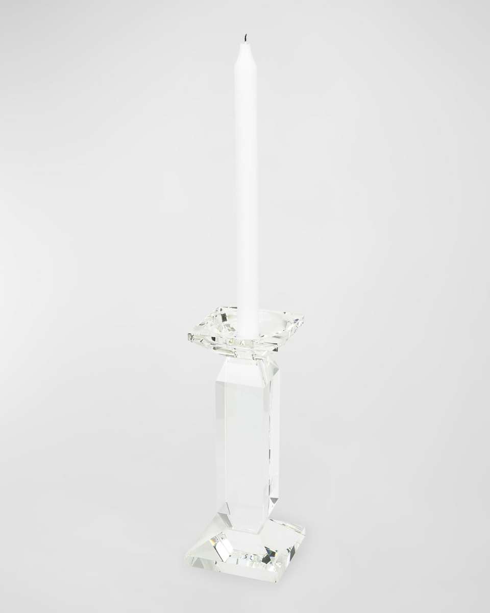 Clear Crystal Pillar Candle Holder - Small