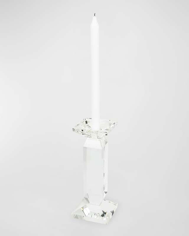 Clear Crystal Pillar Candle Holder - Small