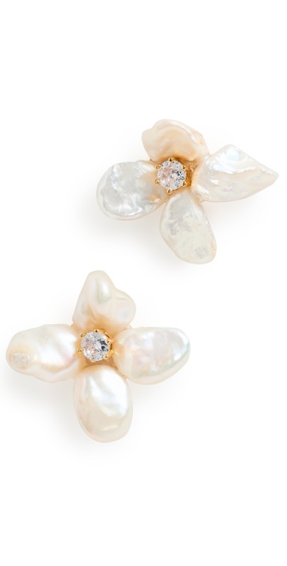 SHASHI Pearl Flower Earrings Whit