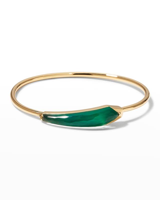 Flexi Bracelet Set with Green Agate Clear Quartz