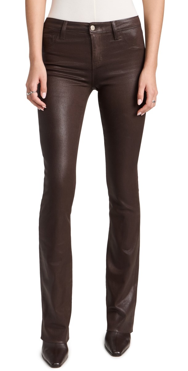 L'AGENCE Ruth Straight Raw Hem Jeans Espresso Coated