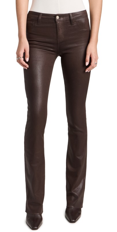 L'AGENCE Ruth Straight Raw Hem Jeans Espresso Coated