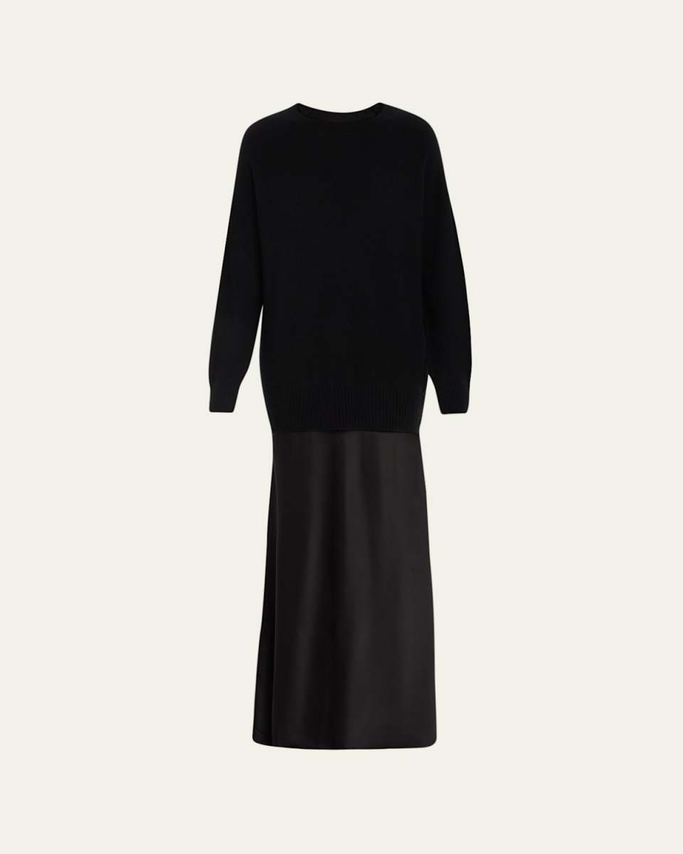 Monument Mixed-Media Cashmere Maxi Dress