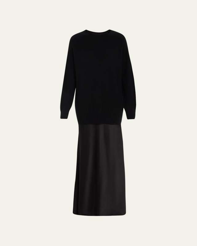 Monument Mixed-Media Cashmere Maxi Dress