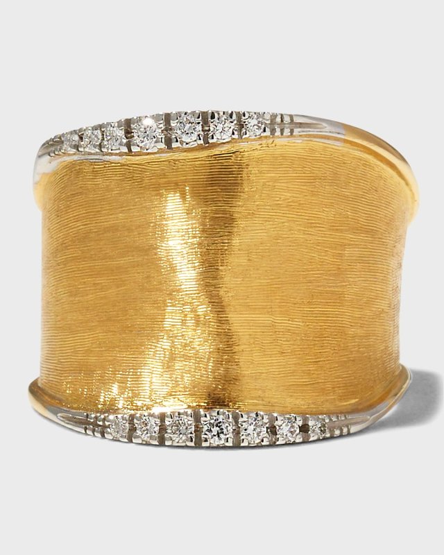 Lunaria 18K Gold Medium Band Ring with Diamonds, Size 7