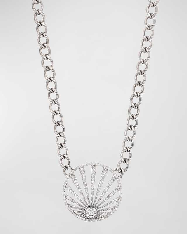 Diamond Pave Sunray Pendant Chain Necklace