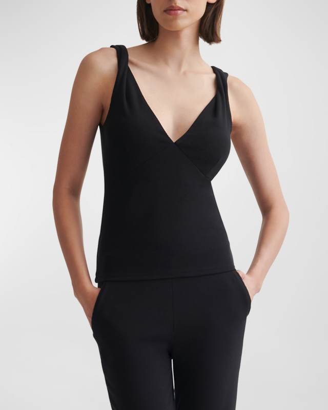 Nicole Twist-Strap V-Neck Top