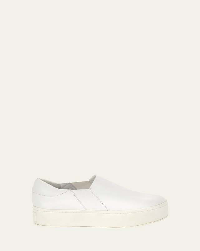Warren Leather Platform Skate Sneakers, Plaster White