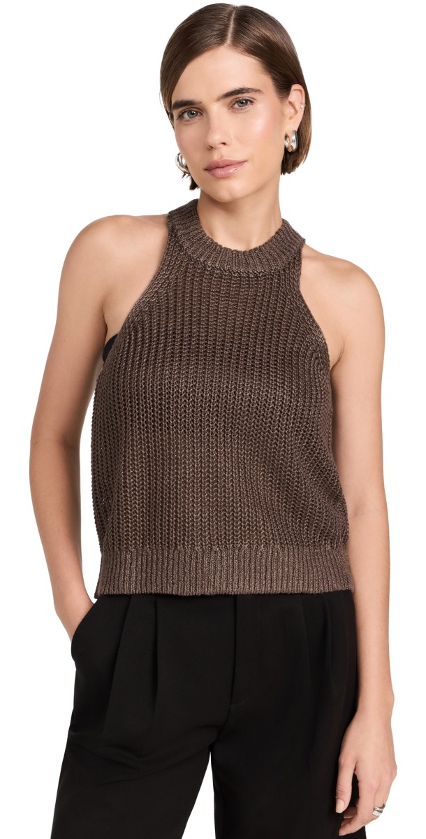 Apiece Apart Ori Racer Linen Tank Chocolate