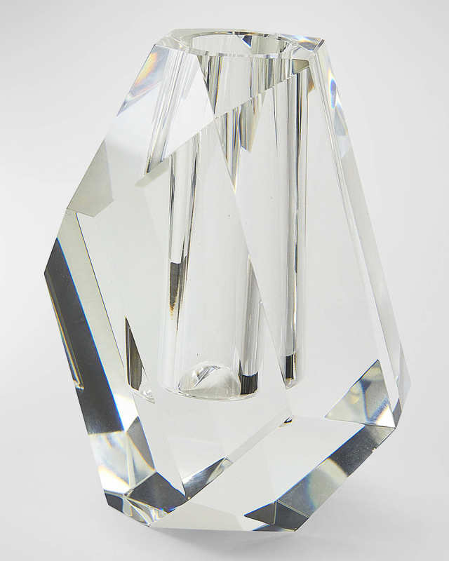 Clear Crystal Vase Multi Faceted Rock - Large
