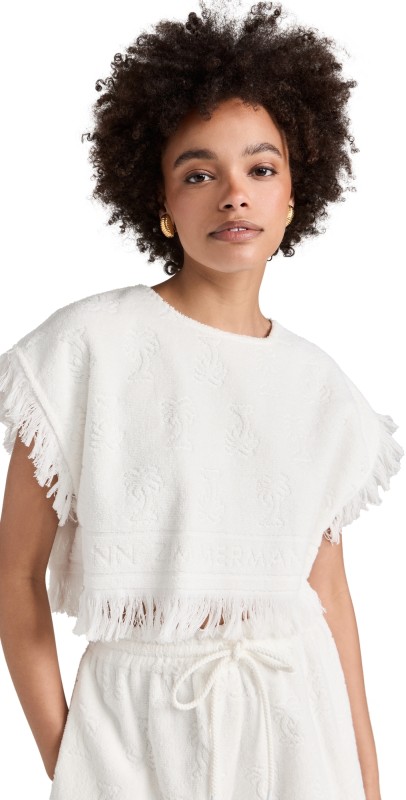 Zimmermann Alight Toweling Crop Top Ivory
