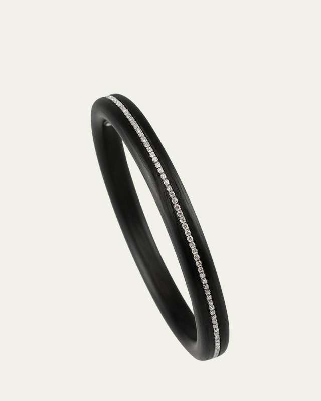 Carbon Fiber 18K White Gold Bangle with Diamonds
