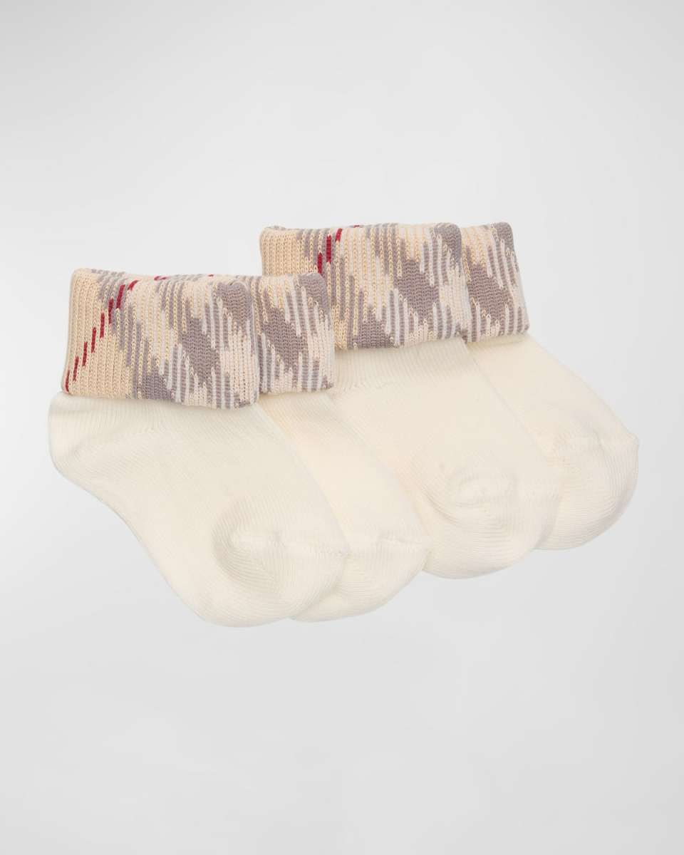 Kid's 2-Pack Check-Print Socks, Size Newborn-18M