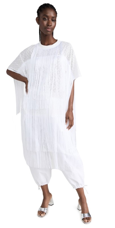 A Potts Fringed Tee White