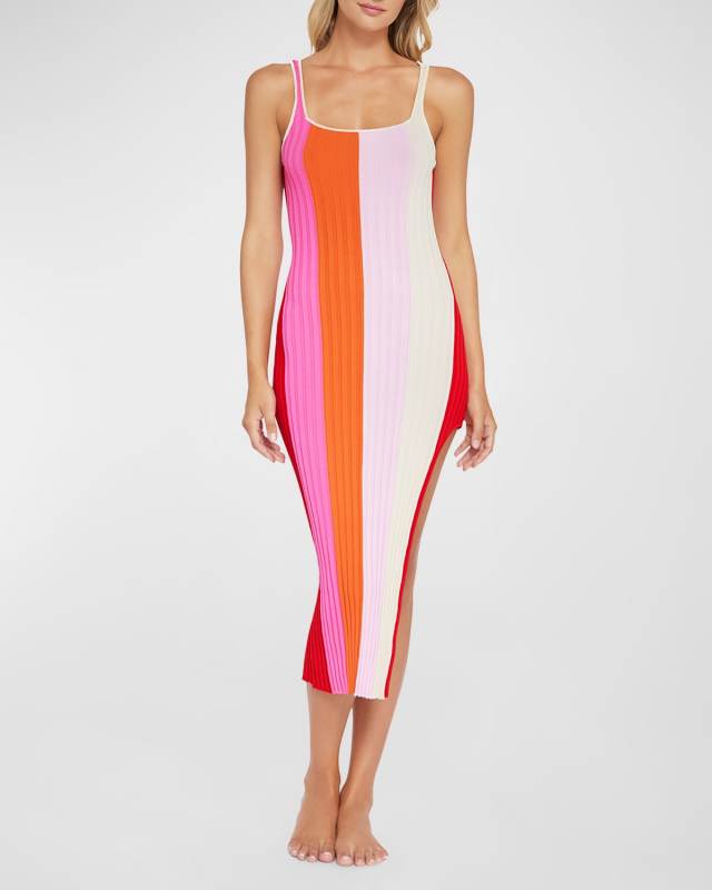 Piper Striped Knit Slit Dress