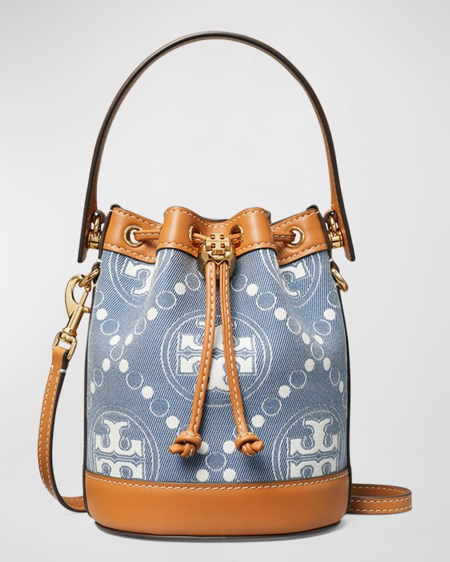 T Monogram Mini Denim Bucket Bag