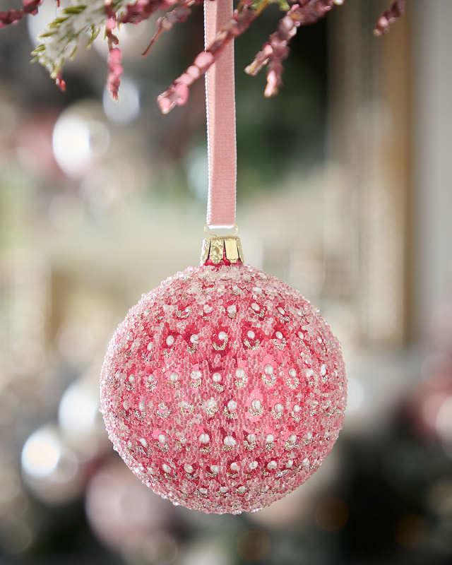 Opal Ball Christmas Ornament with Pearls