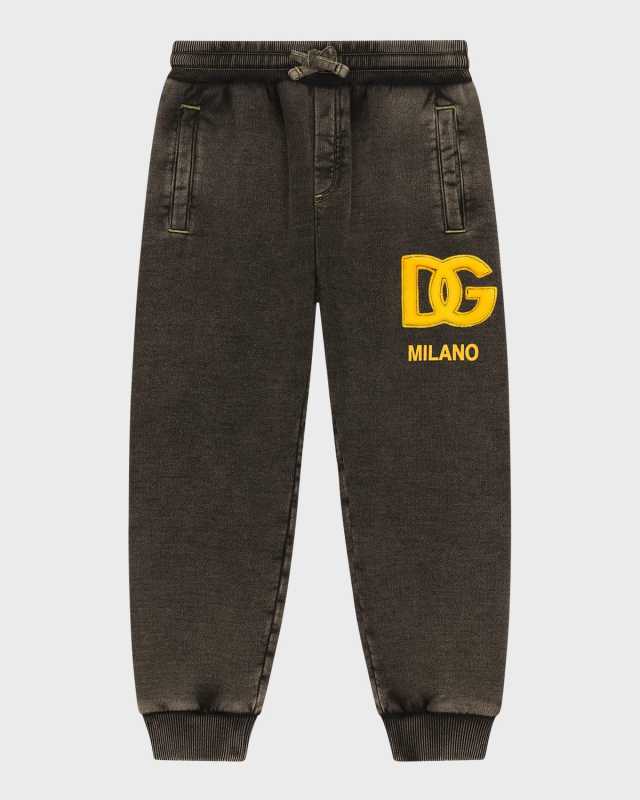 Boy's Embroidered Interlocked Logo-Print Joggers, Size 4-