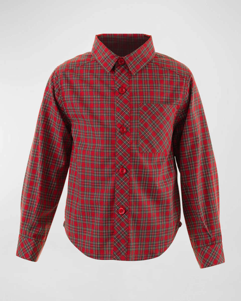 Boy's Tartan-Print Festive Shirt, Size 2-10