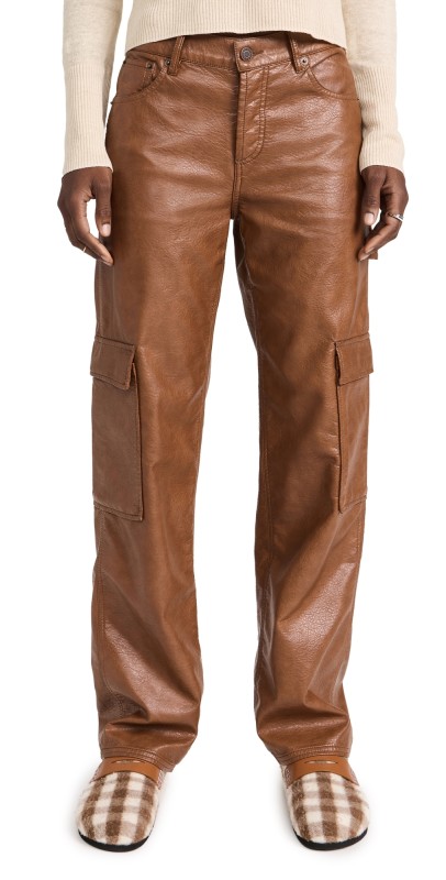 Still Here Charlie Faux Leather Pants Saddle