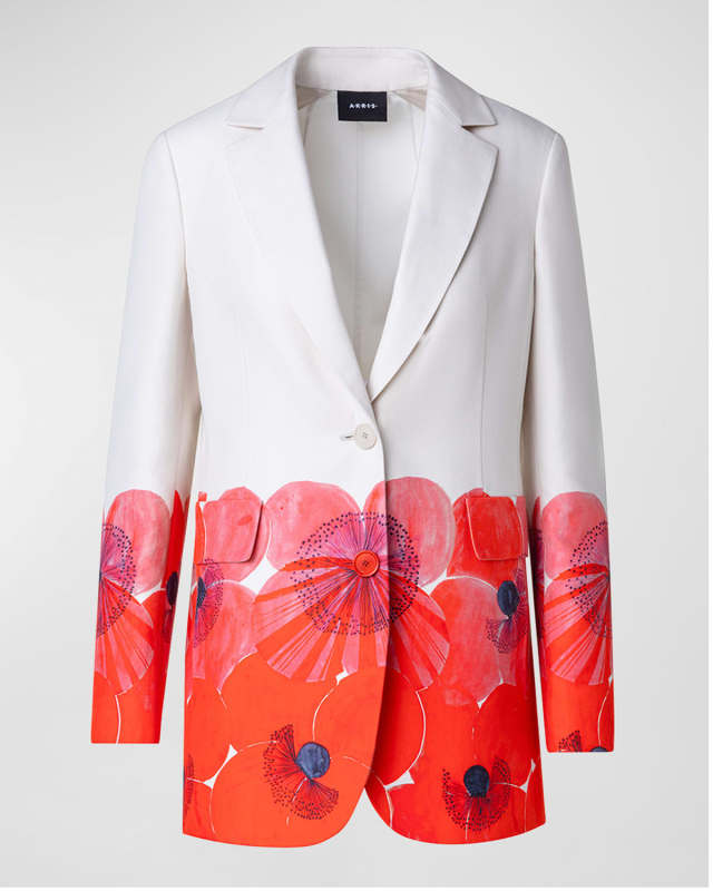 Alvina Poppies Print Blazer Jacket