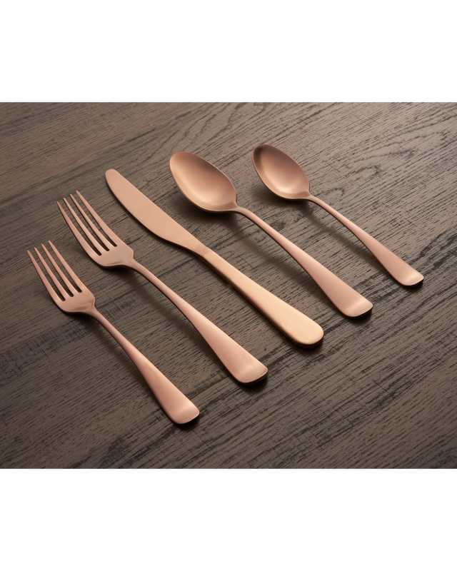 Rhiannon Copper Satin 20-Piece Flatware Set, Service for 4
