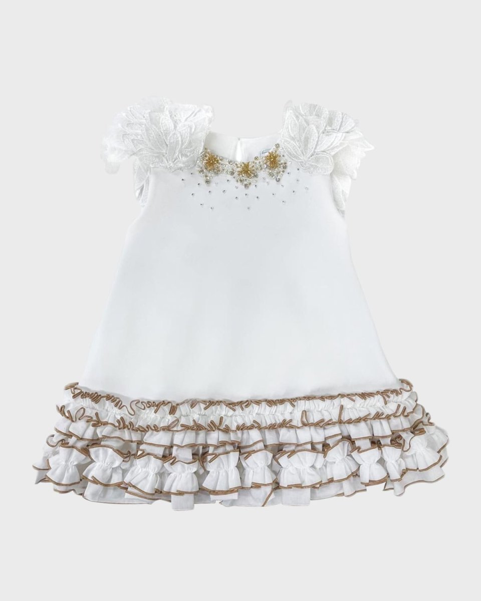 Girl's Angelina Couture Feather Dress, Size 12M-8