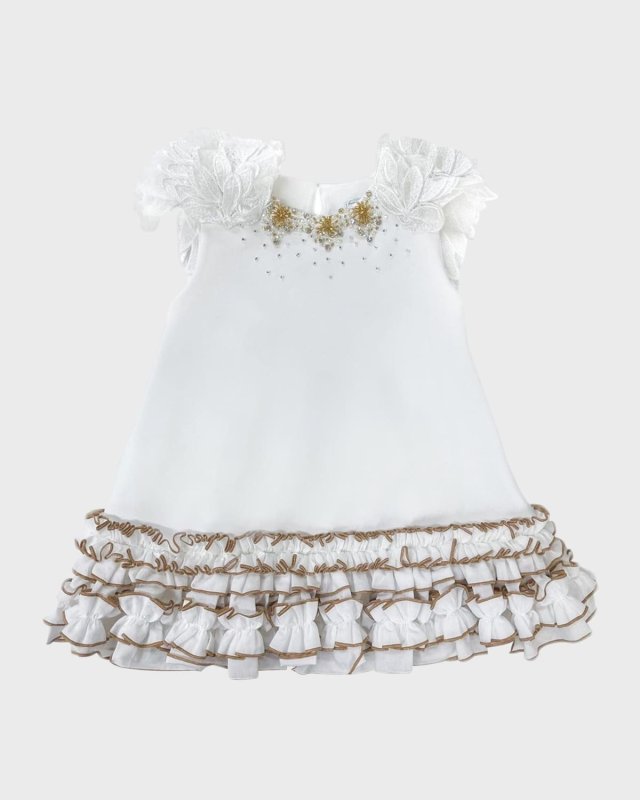 Girl's Angelina Couture Feather Dress, Size 12M-8