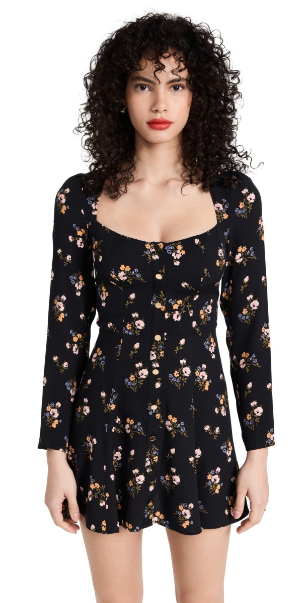 Reformation Indira Long Sleeve Mini Dress Evita