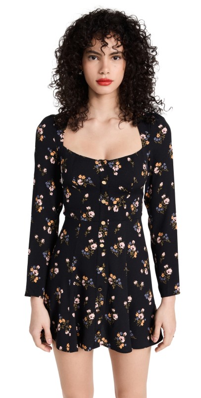 Reformation Indira Long Sleeve Mini Dress Evita
