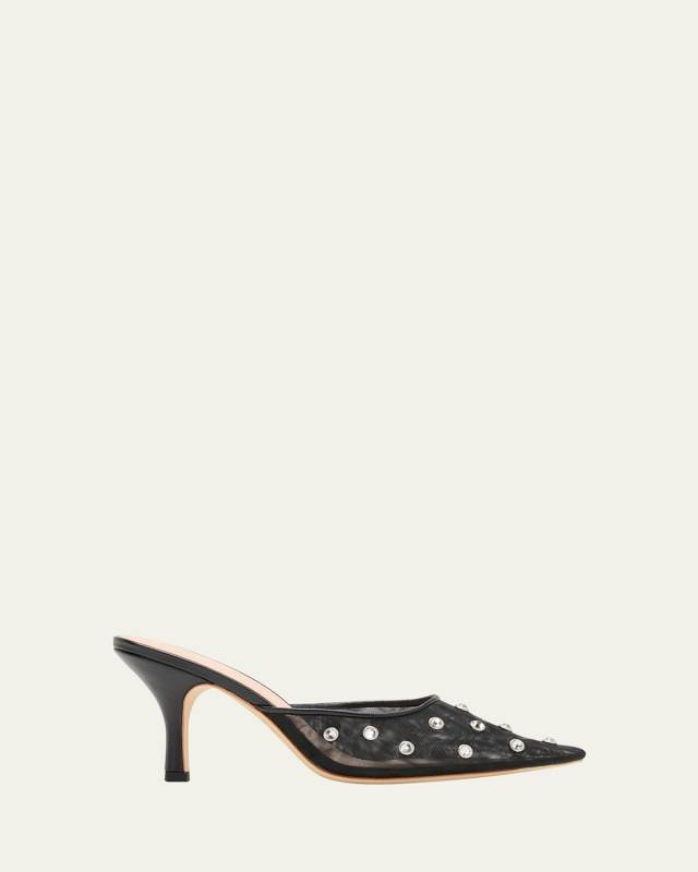 Paloma Crystal Mesh Mule Pumps