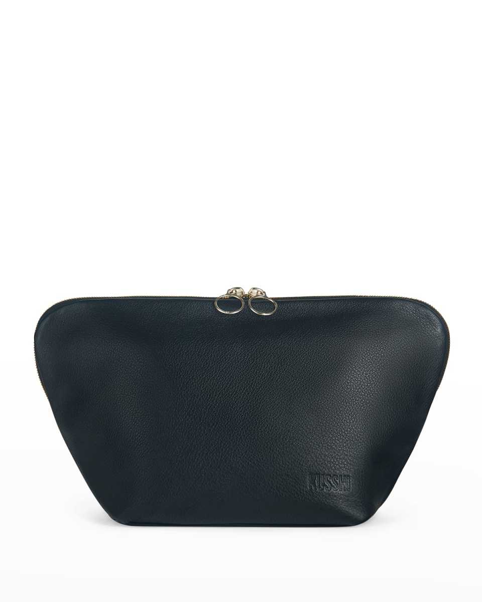 Vacationer Leather Makeup Bag, Navy