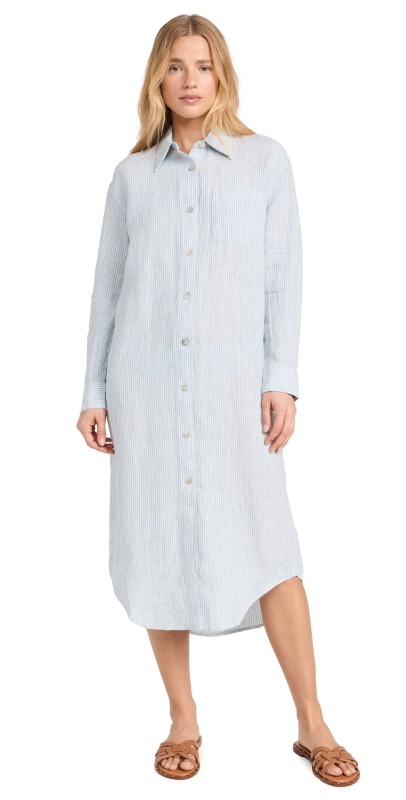 Faherty Linen Laguna Maxi Dress Ocean Viewtripe