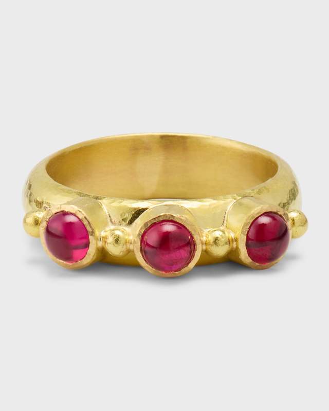 19k Yellow Gold Ruby Cabochon Stack Ring