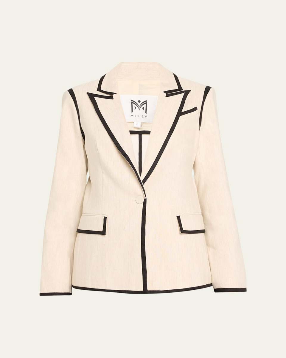 Peak-Lapel Single-Button Blazer