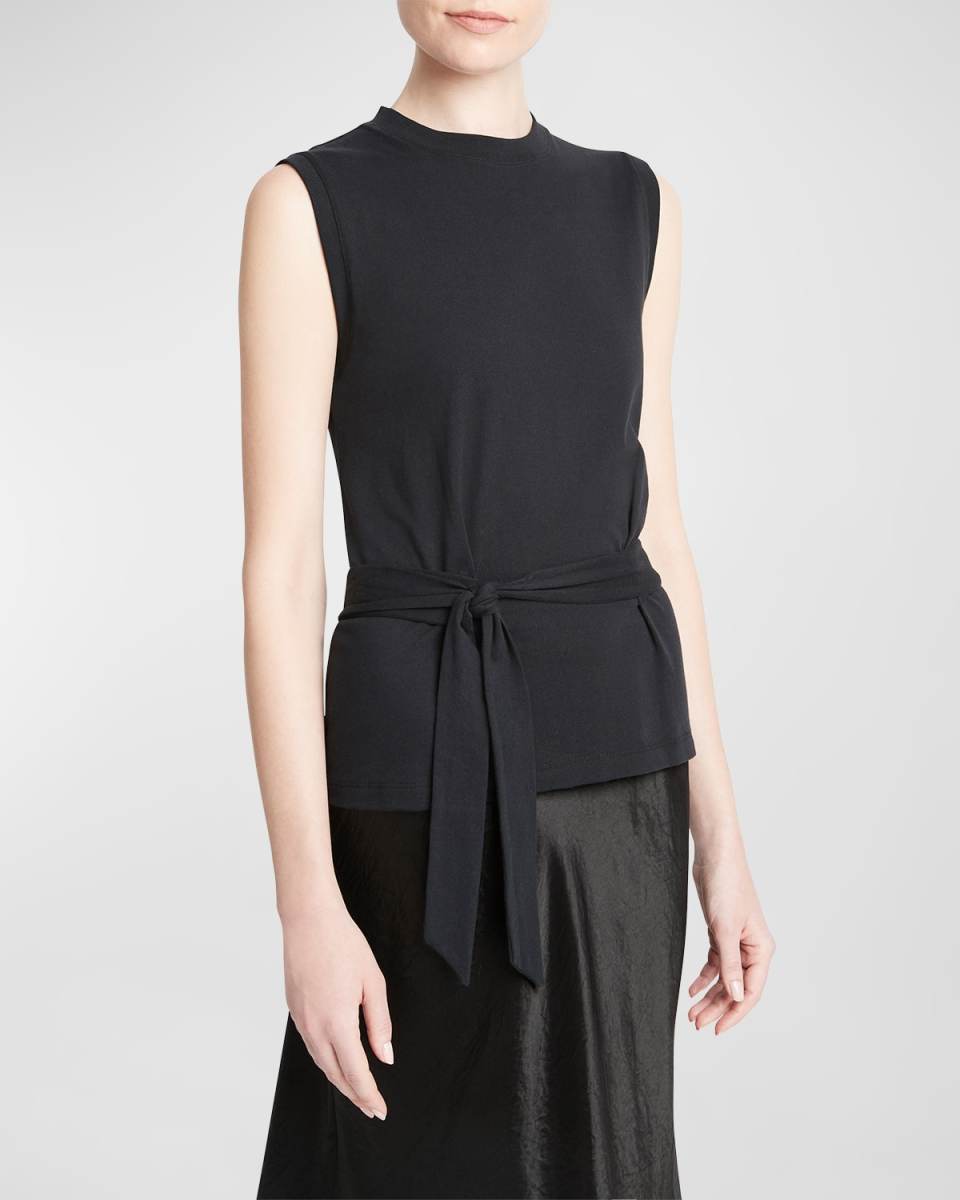 Sleeveless Cotton Wrap Top