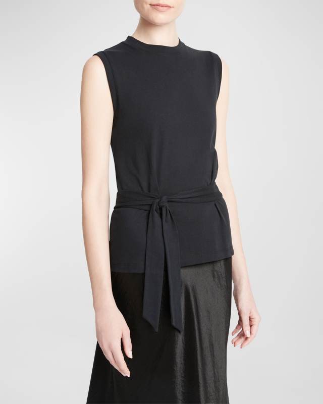 Sleeveless Cotton Wrap Top