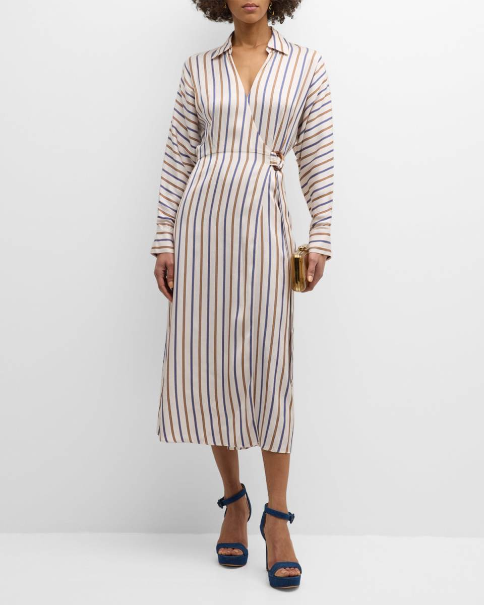 Noor Striped Wrap Dress