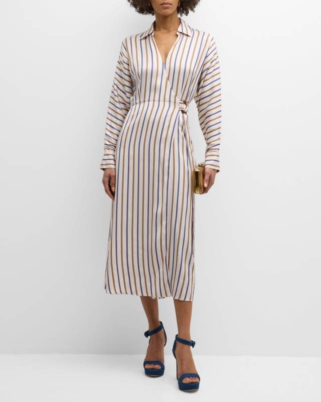 Noor Striped Wrap Dress