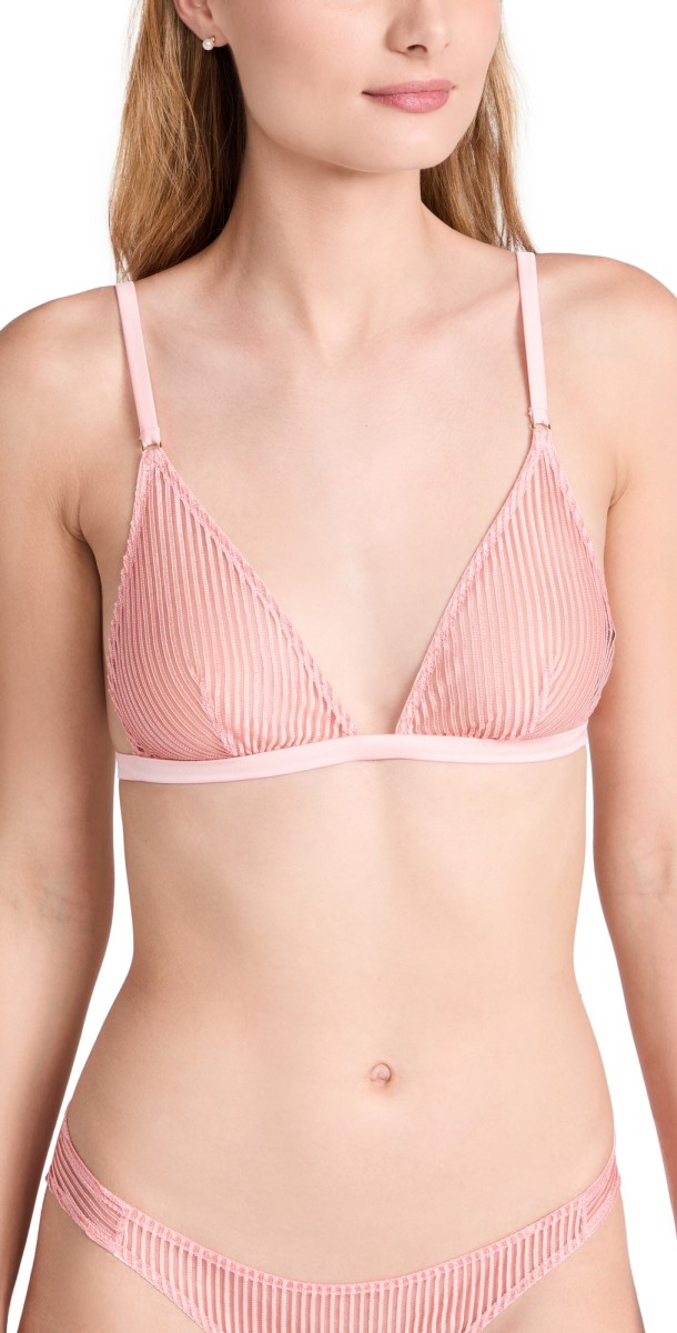 Kiki De Montparnasse Sheer Stripedace Soft Bra Rose