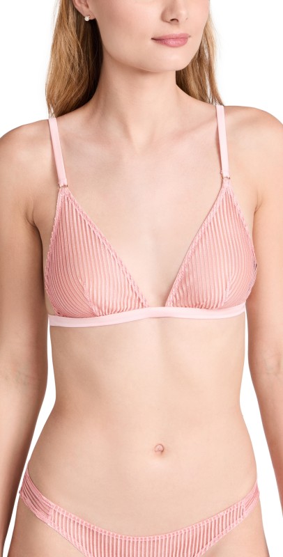 Kiki De Montparnasse Sheer Stripedace Soft Bra Rose