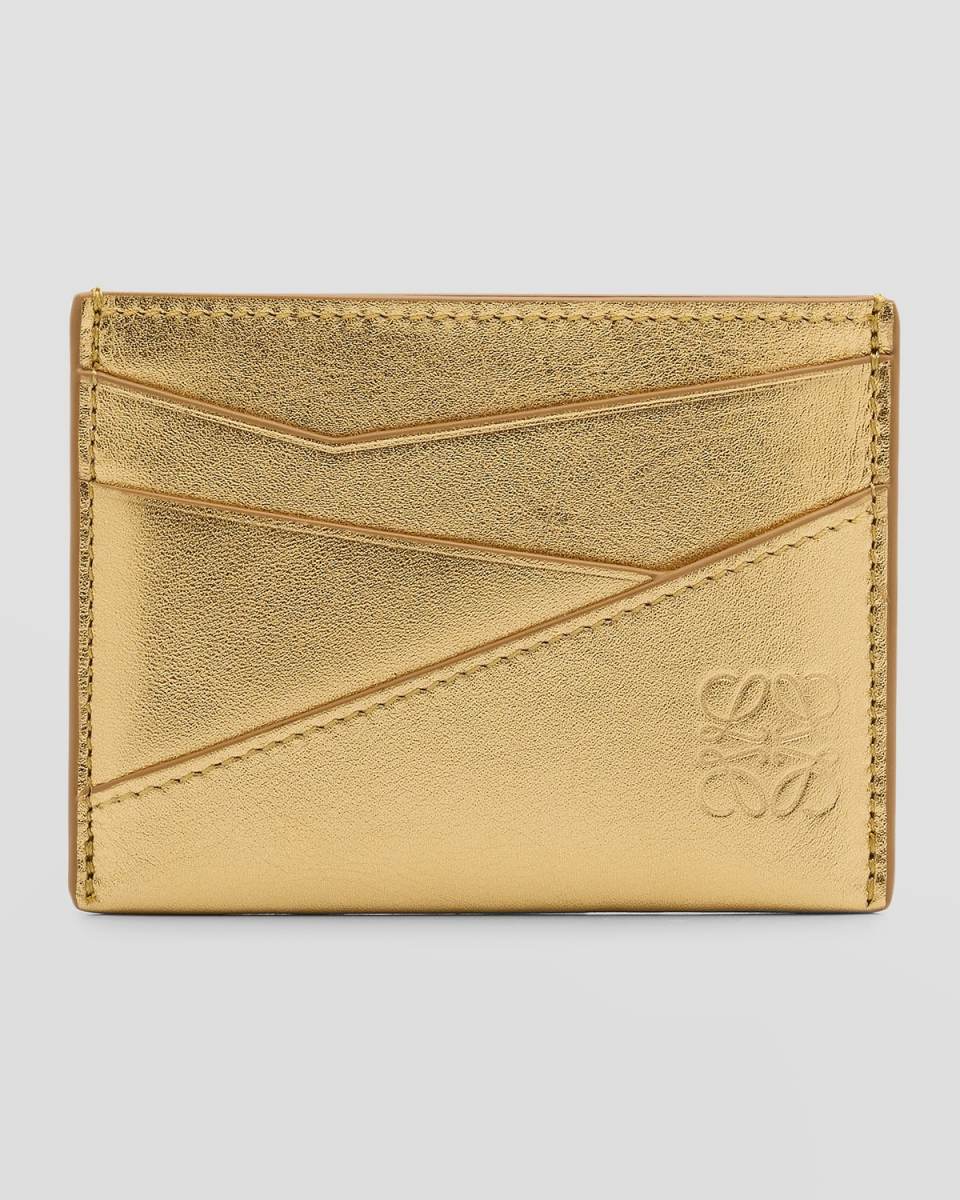Puzzle Plain Card Case in Metallic Leather