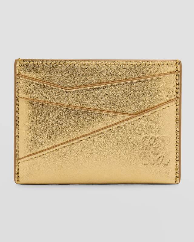 Puzzle Plain Card Case in Metallic Leather