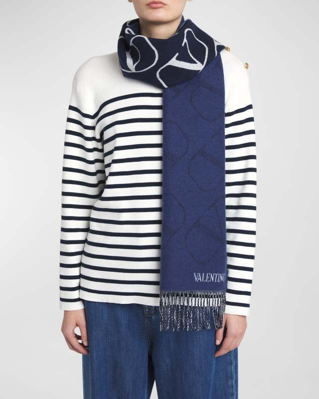 V-Logo Signature Cashmere & Wool Scarf