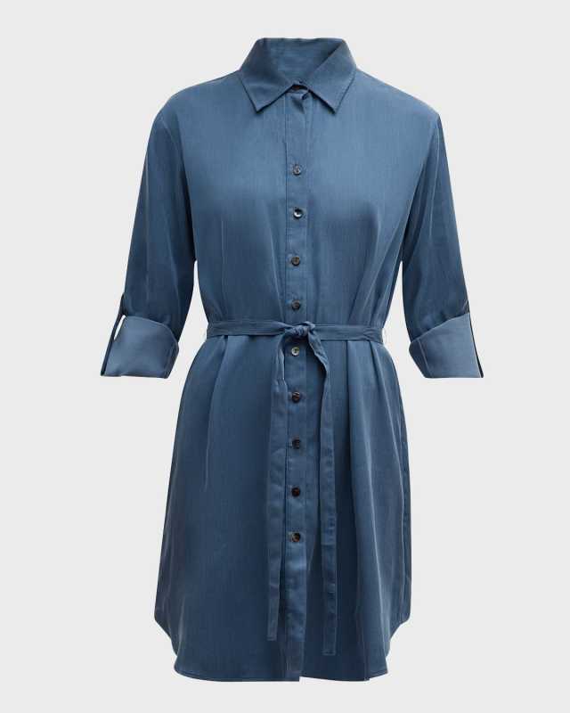 Carter Belted Cupro-Cotton Shirtdress
