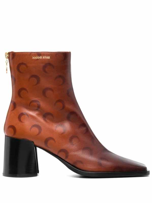 Airbrushed Crescent Moon-print boots